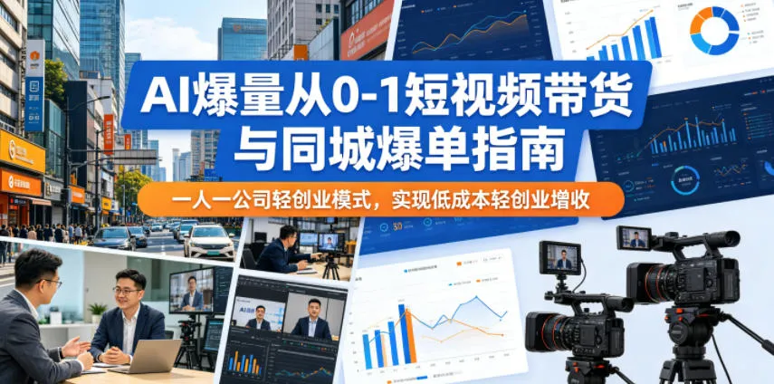 AI爆量从0-1短视频带货与同城爆单指南，一人一公司轻创业模式，实现低成本轻创业增收-续财库