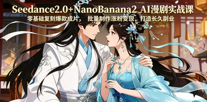 Seedance2.0+NanoBanana2 AI漫剧实战课，零基础复刻爆款成片涨粉变现，打造长久副业收益-续财库