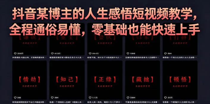抖音某博主的灰太狼人生感悟短视频教学，全程通俗易懂，零基础也能快速上手-续财库