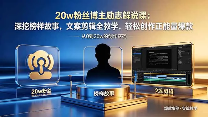 20w粉丝博主励志解说课：深挖榜样故事，文案剪辑全教学，轻松创作正能量爆款-续财库