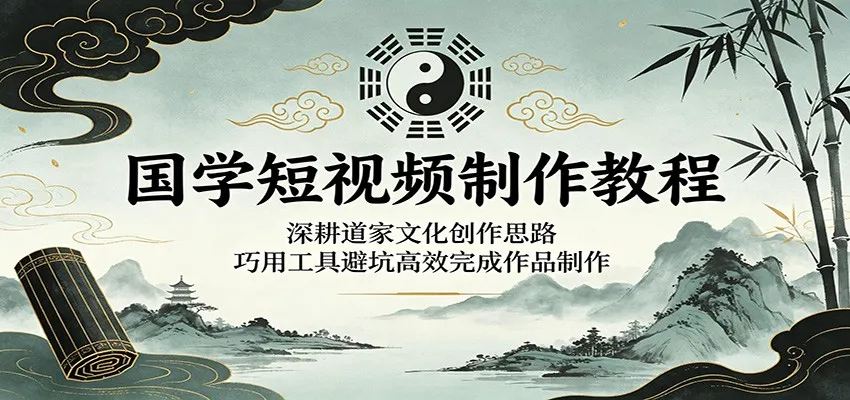 国学短视频制作教程：深耕道家文化创作思路，巧用工具避坑高效完成作品制作-续财库
