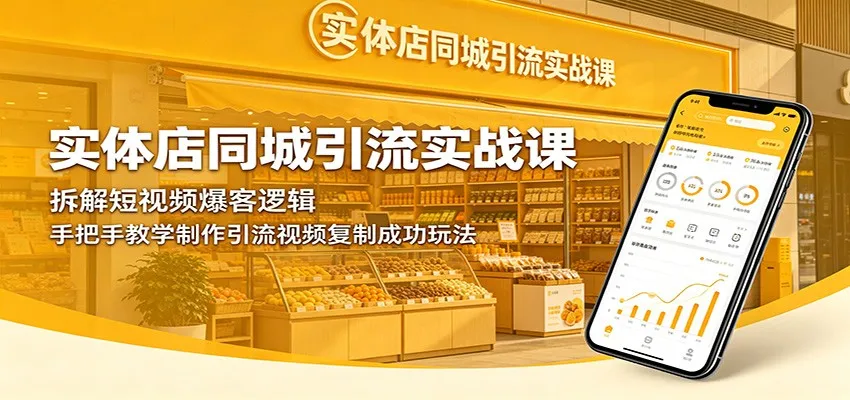 实体店同城引流实战课:拆解短视频爆客逻辑,手把手教学制作引流视频复制成功玩法-续财库