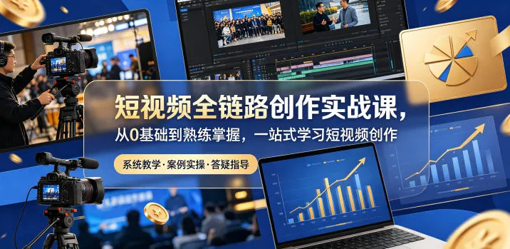 短视频全链路创作实战课,从0基础到熟练掌握,一站式学习短视频创作-续财库