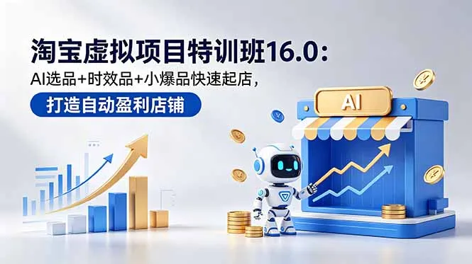 淘宝虚拟项目特训班16.0：AI选品+时效品+小爆品快速起店，打造自动盈利店铺-续财库