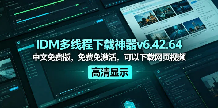 IDM多线程下载神器v6.42.64中文免费版，免费免激活，可以下载网页视频(例如飞书文档内的视频)-续财库