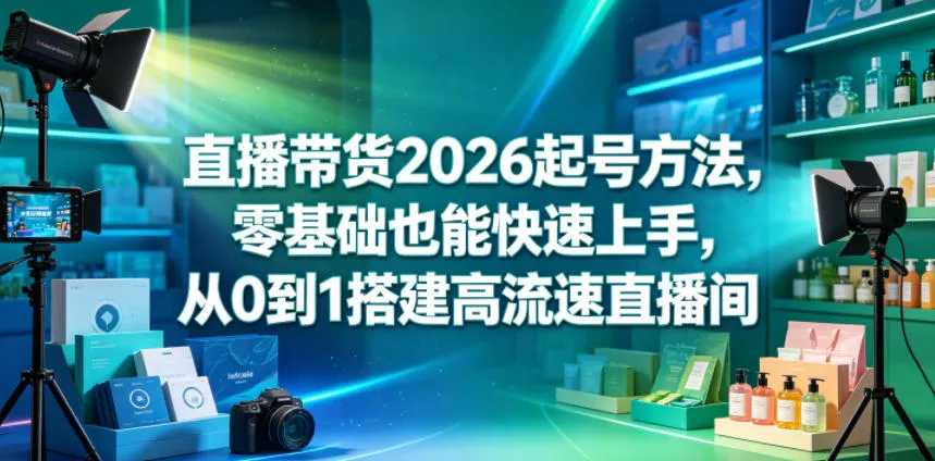直播带货2026起号方法，零基础也能快速上手，从0到1搭建高流速直播间-续财库