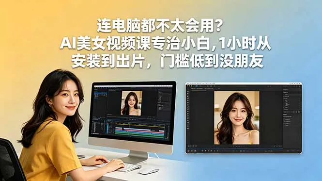 连电脑都不太会用？AI美女视频课专治小白，1小时从安装到出片，门槛低到没朋友-续财库