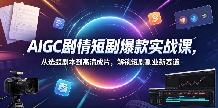 AIGC剧情短剧爆款实战课，从选题剧本到高清成片，解锁短剧副业新赛道-续财库