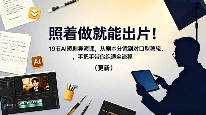 照着做就能出片!19节AI短剧导演课,从剧本分镜到对口型剪辑,手把手带你跑通全流程(更新-续财库