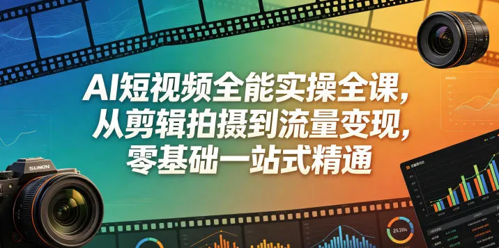 AI短视频全能实操全课，从剪辑拍摄到流量变现，零基础一站式精通-续财库
