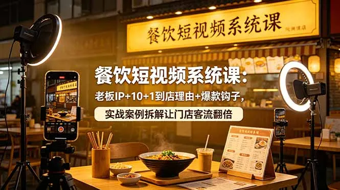 餐饮短视频系统课：老板IP+10+1到店理由+爆款钩子，实战案例拆解让门店客流翻倍-续财库
