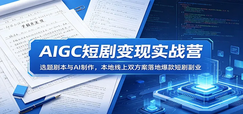 AIGC短剧变现实战营:选题剧本与AI制作,本地线上双方案落地爆款短剧副业-续财库