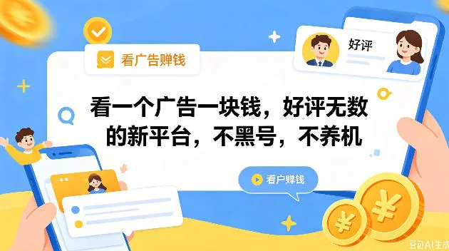看一个广告一块钱,好评无数的新平台,不黑号,不养机,一撸几十块钱还是不错的【揭秘】-续财库