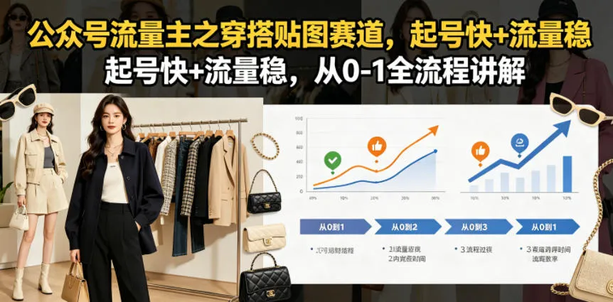 公众号流量主之穿搭贴图赛道,起号快+流量稳,从0-1全流程讲解-续财库