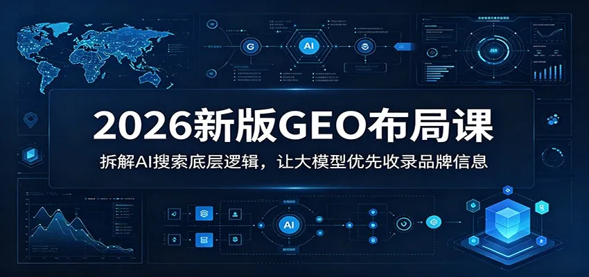 2026新版GEO布局课：拆解AI搜索底层逻辑，让大模型优先收录品牌信息-续财库