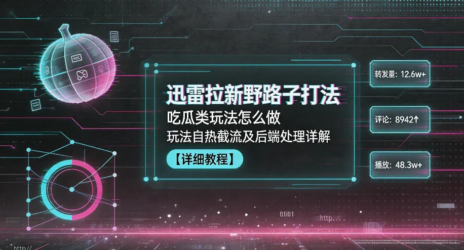 迅雷拉新野路子打法，吃瓜类玩法怎么做，玩法自热截流及后端处理详解-续财库