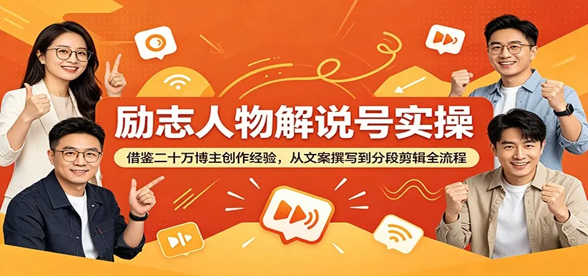 励志人物解说号实操：借鉴二十万博主创作经验，从文案撰写到分段剪辑全流程-续财库