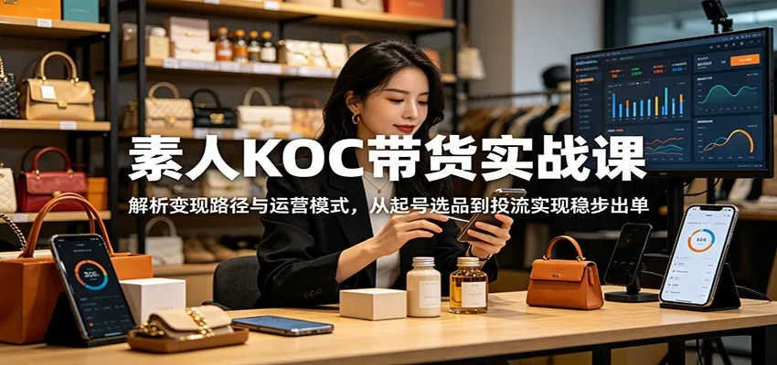 素人KOC带货实战课：解析变现路径与运营模式，从起号选品到投流实现稳步出单-续财库