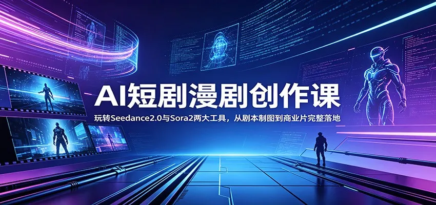 AI短剧漫剧创作课：玩转Seedance2.0与 Sora2两大工具，从剧本制图到商业片完整落地-续财库