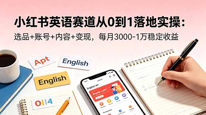 小红书英语赛道从0到1落地实操：选品+账号+内容+变现，每月3000-1万稳定收益-续财库