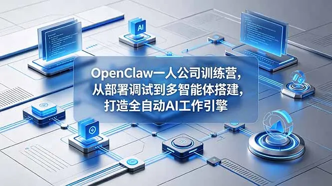 OpenClaw 一人公司训练营，从部署调试到多智能体搭建，打造全自动 AI 工作引擎-续财库
