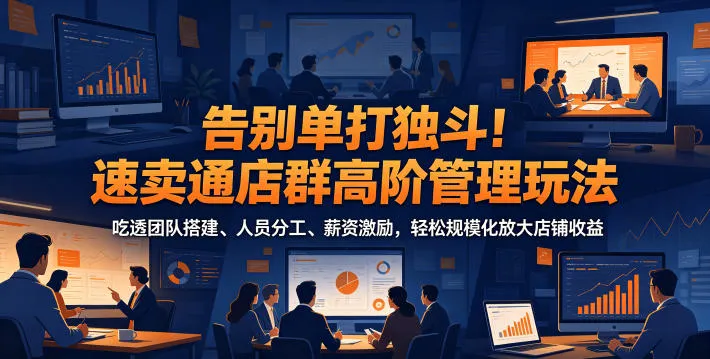 告别单打独斗！速卖通店群高阶管理玩法，吃透团队搭建、人员分工、薪资激励，轻松规模化放大店铺收益-续财库