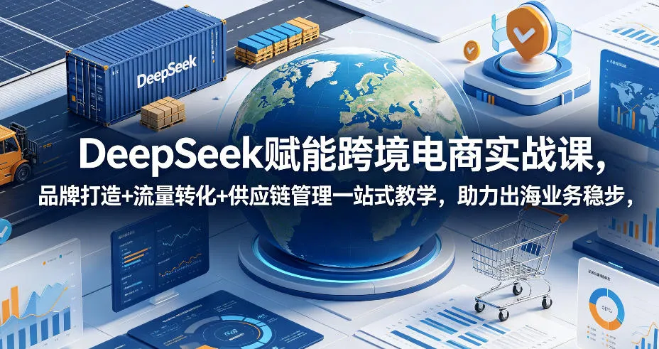 DeepSeek赋能跨境电商实战课，品牌打造+流量转化+供应链管理一站式教学，助力出海业务稳步发展-续财库