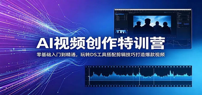 AI视频创作特训营：零基础入门到精通，玩转DS工具搭配剪辑技巧打造爆款视频-续财库