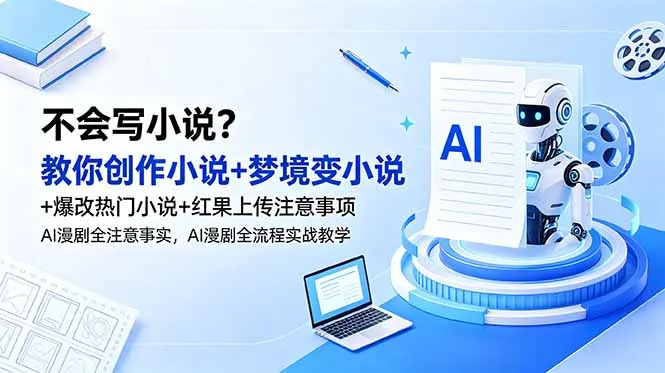 不会写小说?教你创作小说+梦境变小说+爆改热门小说+红果上传注意事项,AI漫剧全流程实战教学-续财库