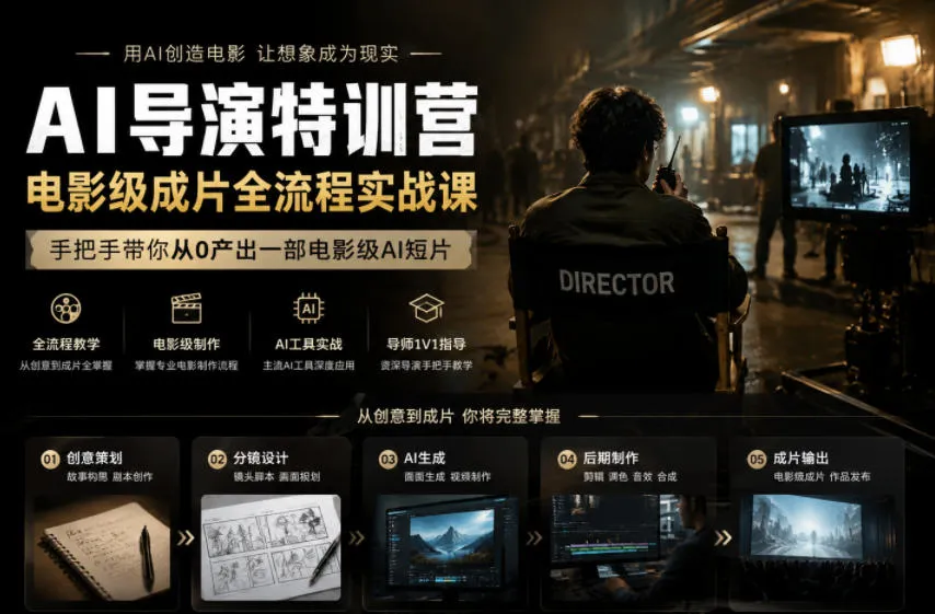 AI导演特训营,电影级成片全流程实战课,手把手带你从0产出一部电影级AI短片-续财库