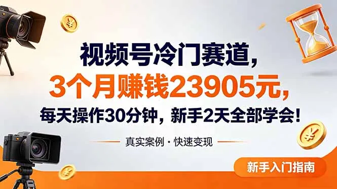 视频号冷门赛道，3个月变现23905元，新手2天学会 每天操作30分钟！-续财库