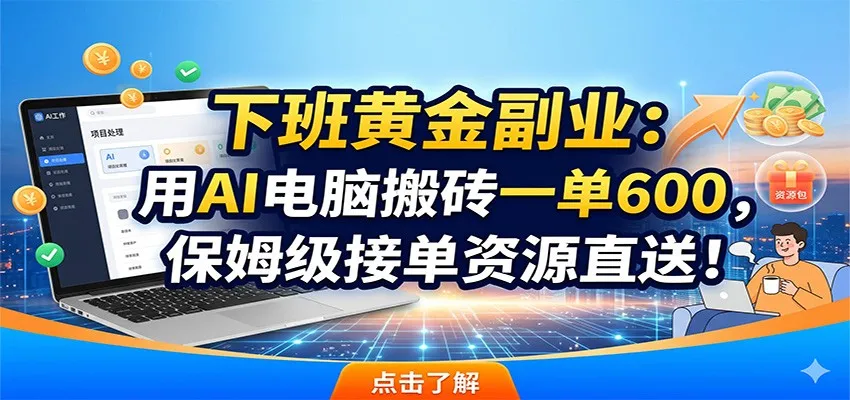 下班黄金副业：用AI电脑搬砖一单600，保姆级接单资源直送！-续财库