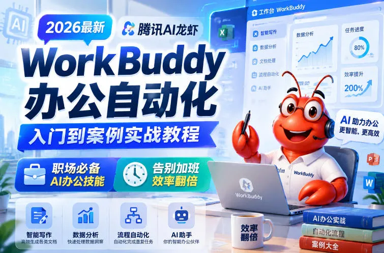 2026最新腾讯AI龙虾WorkBuddy办公自动化入门到案例实战教程,职场必备AI办公技能,告别加班,效率翻倍-续财库