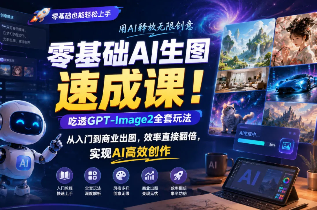 零基础AI生图速成课！吃透GPT-Image2全套玩法，从入门到商业出图，效率直接翻倍，实现AI高效创作-续财库