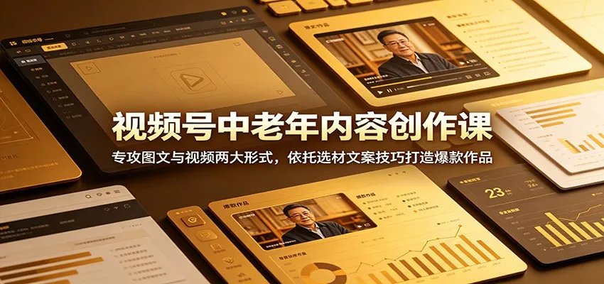 视频号中老年内容创作课：专攻图文与视频两大形式，依托选材文案技巧打造爆款作品-续财库