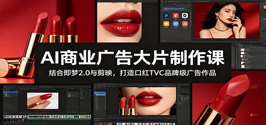 AI商业广告大片制作课：结合即梦2.0与剪映，打造口红TVC品牌级广告作品-续财库