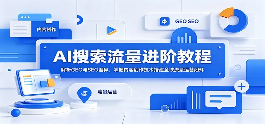AI搜索流量进阶教程：解析GEO与SEO差异，掌握内容创作技术搭建全域流量运营闭环-续财库