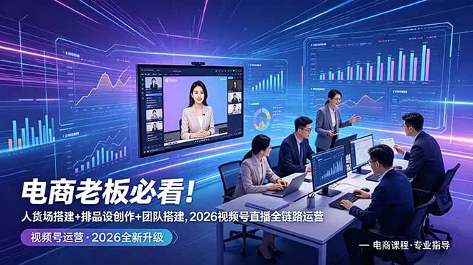 电商老板必看！人货场搭建+排品设计+素材创作+团队搭建，2026视频号直播全链路运营-续财库