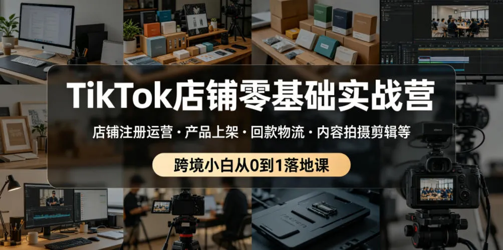 TikTok店铺零基础实战营,店铺注册运营・产品上架・回款物流・内容拍摄剪辑等 ,跨境小白从0到1落地课-续财库