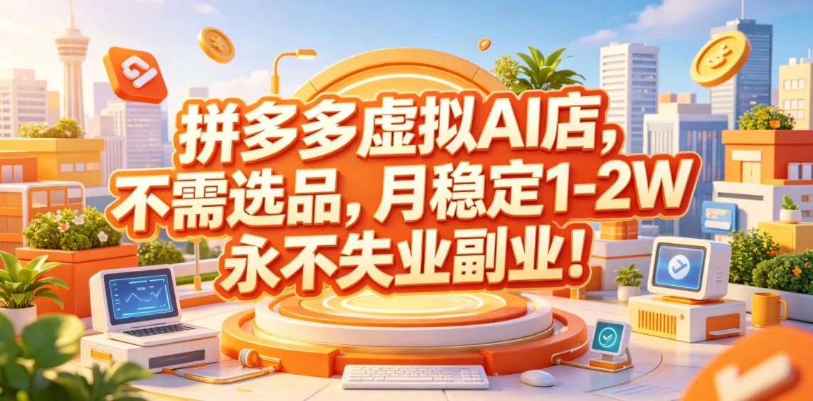 拼多多虚拟AI店,不需选品,月稳定1-2W,永不失业副业!【揭秘】-续财库