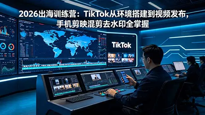 2026出海训练营：TikTok从环境搭建到视频发布，手机剪映混剪去水印全掌握-续财库