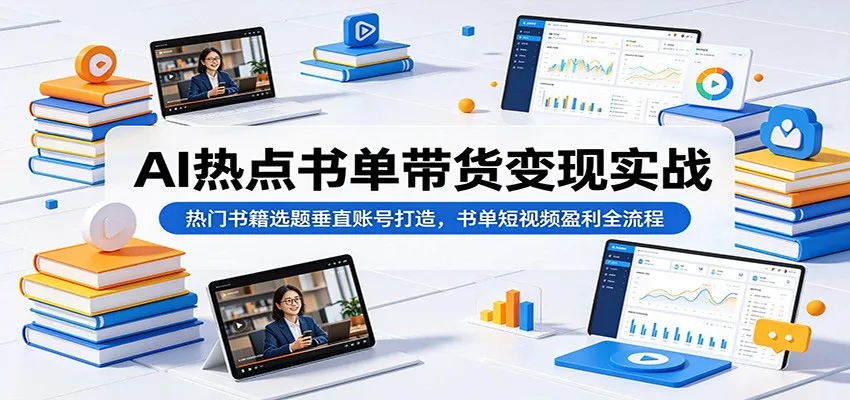 AI热点书单带货变现实战:热门书籍选题垂直账号打造,书单短视频盈利全流程-续财库