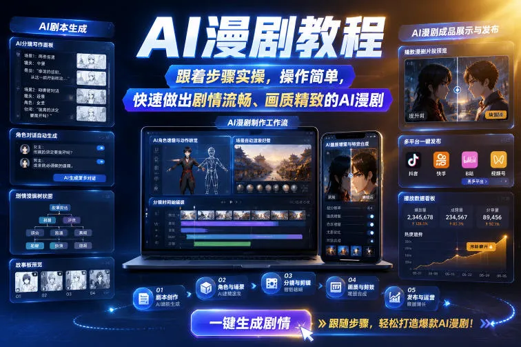 AI漫剧教程，跟着步骤实操，操作简单，快速做出剧情流畅、画质精致的AI漫剧-续财库