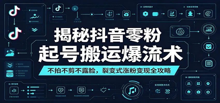 揭秘抖音零粉起号搬运爆流术：不拍不剪不露脸，裂变式涨粉变现全攻略-续财库
