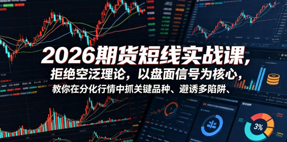 2026期货短线实战课，拒绝空泛理论，以盘面信号为核心，教你在分化行情中抓关键品种、避诱多陷阱-续财库