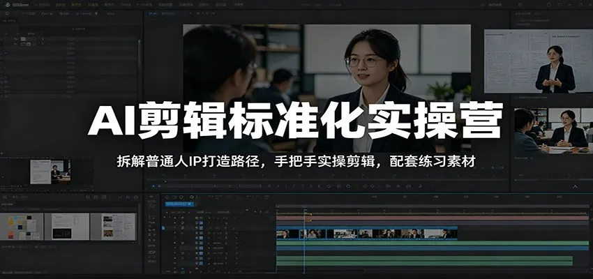 AI剪辑标准化实操营:拆解普通人IP打造路径,手把手实操剪辑,配套练习素材-续财库