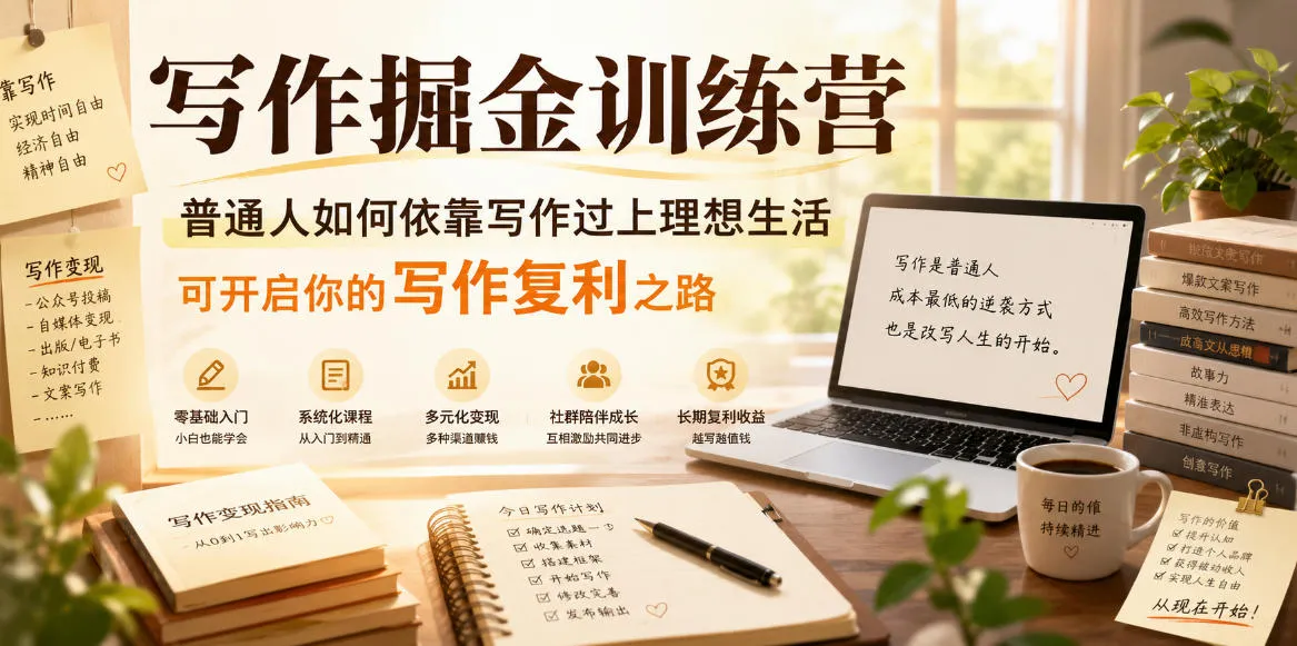 写作掘金训练营，普通人如何依靠写作过上理想生活，可开启你的写作复利之路(更新6月)-续财库