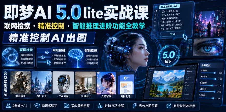 即梦AI 5.0 lite实战课，联网检索・精准控制・智能推理进阶功能全教学，精准控制AI出图-续财库