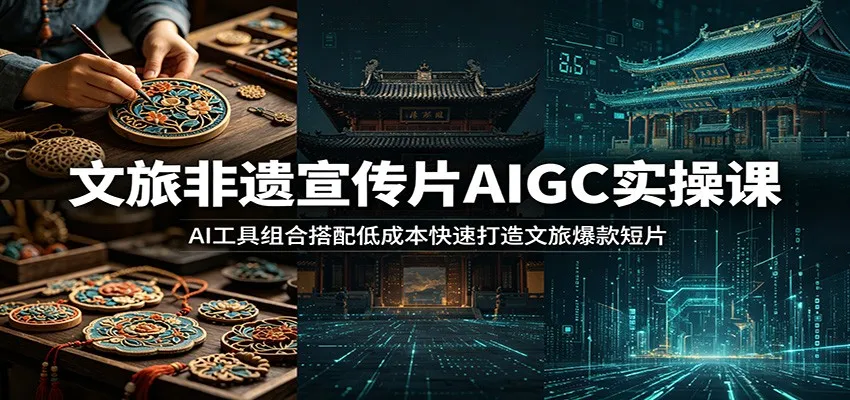 文旅非遗宣传片AIGC实操课:AI工具组合搭配低成本快速打造文旅爆款短片-续财库
