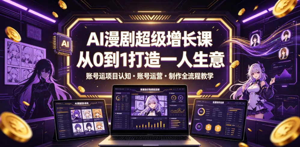 AI漫剧超级增长课,从0到1打造一人生意,项目认知・账号运营・制作全流程教学-续财库